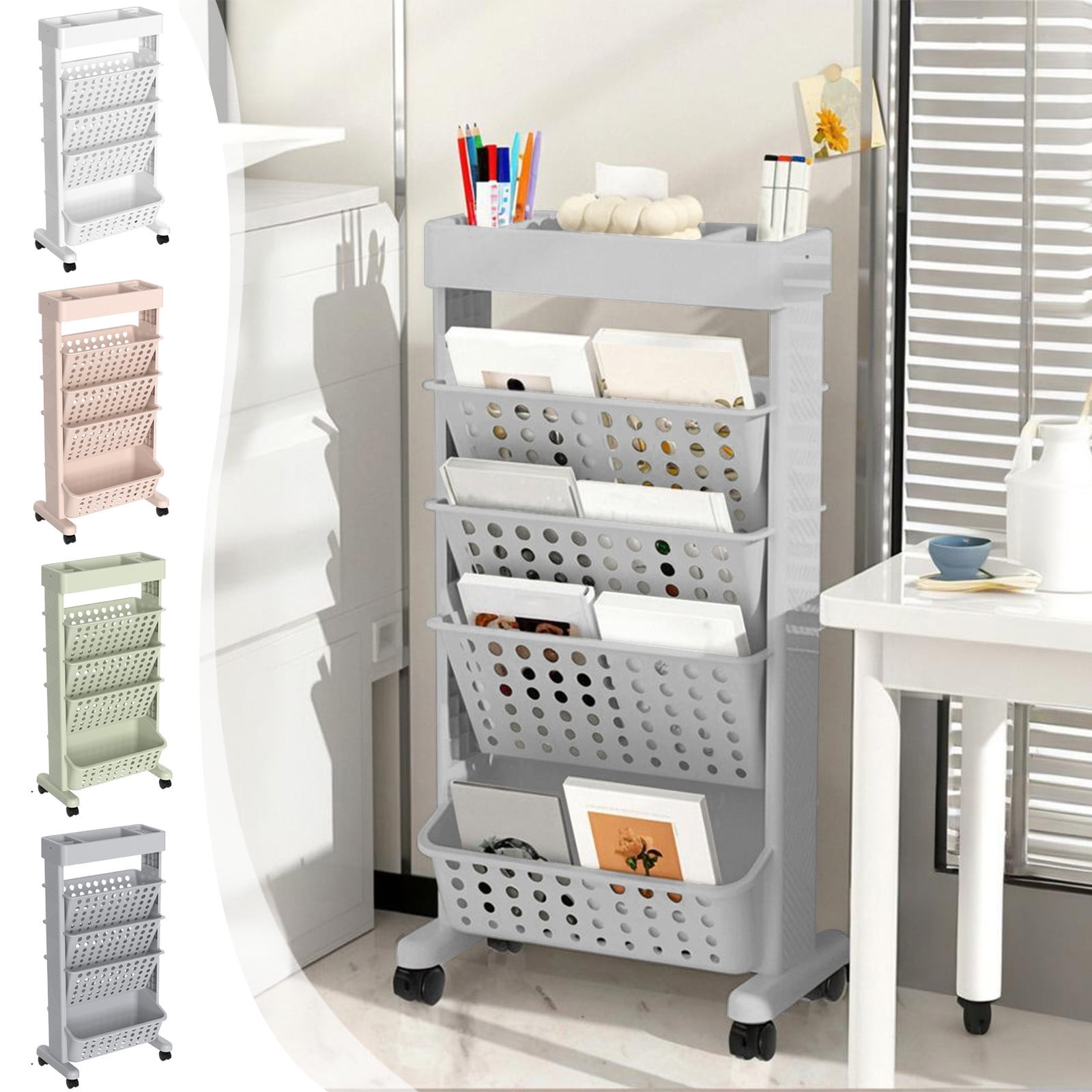 Desk Book Storage Rack,Multi-Layer Stationery Organizer,Adjustable ...