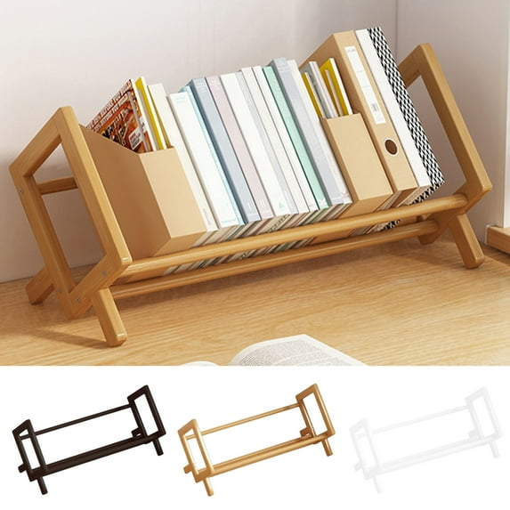 Desk Books Shelves, Vinyl Record Storage Rack 13in Wooden Tabletop Shelf, Space Saving Desk Book Organizer, Long Lasting Tabletop Book Storage Stand for Living Room and Office