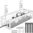 thumbnail image 1 of Under Desk Cable Management Tray White, IRmm Cable Management Under Desk No Drill, Cable Tray with Clamp for Desk Wire Management,Desk Cable Management Box for Office, Home - No Damage to Desk, 1 of 8