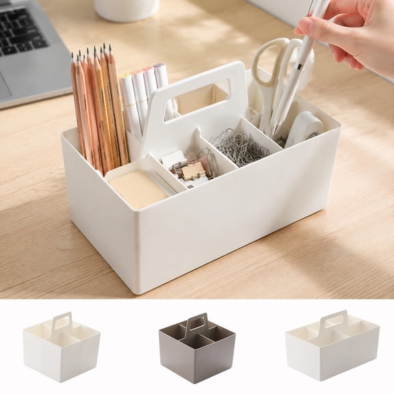 Desk Caddy,Divided Compartment Handheld Portable Storage Organizer for Desktop Stationery Separation,Classroom Art Supply Sorting and Daily Cosmetic Accessory Arrangement(Brown)