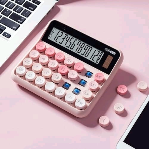 Desk Calculator, 12 Digit Large LCD Display, Big Buttons, Ergonomic 15 Tilt, Real Mechanical Keypad, Desktop Calculator for Office and Study$$Office