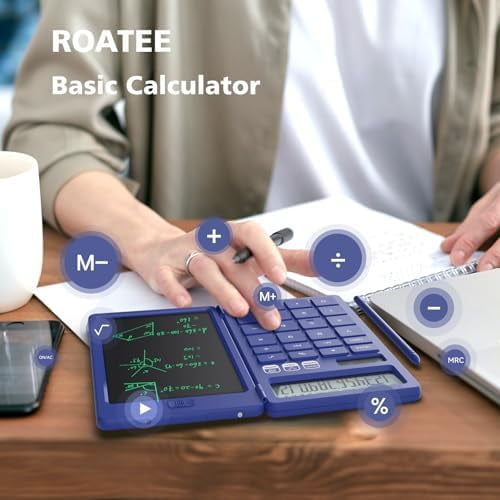 Desk Calculator with Erasable LCD Notepad Calculators Tekola Desktop Basic Calculators for Middle School Cute Pocket Solar Calculator Office Desk Accessories Supplies Home Office Essential Big Button