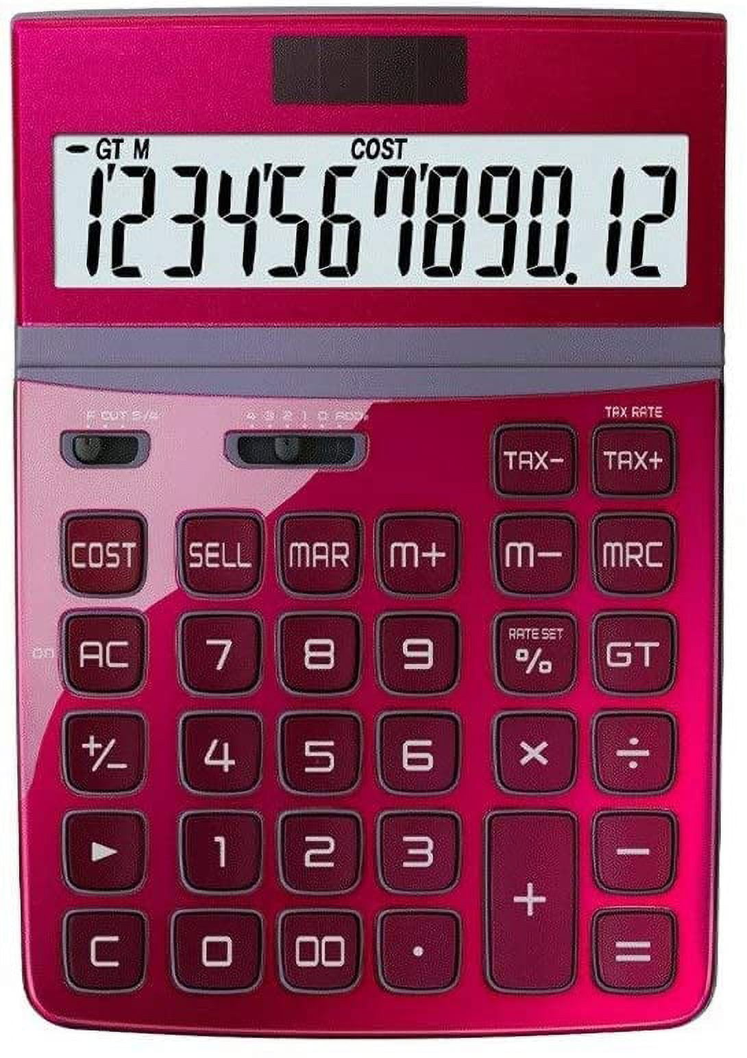 Desk Calculator with Large Key Buttons, 12 Digits, Large EyeAngled