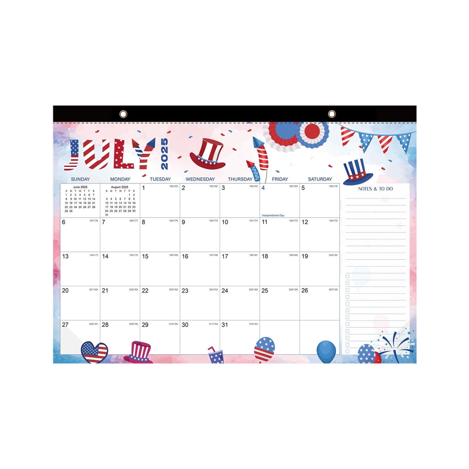 Desk Calendar 2025-2026 17x12, 18 Months, July 2025 - December 2026, Home Office Planning Personal Organisers, Festival Style