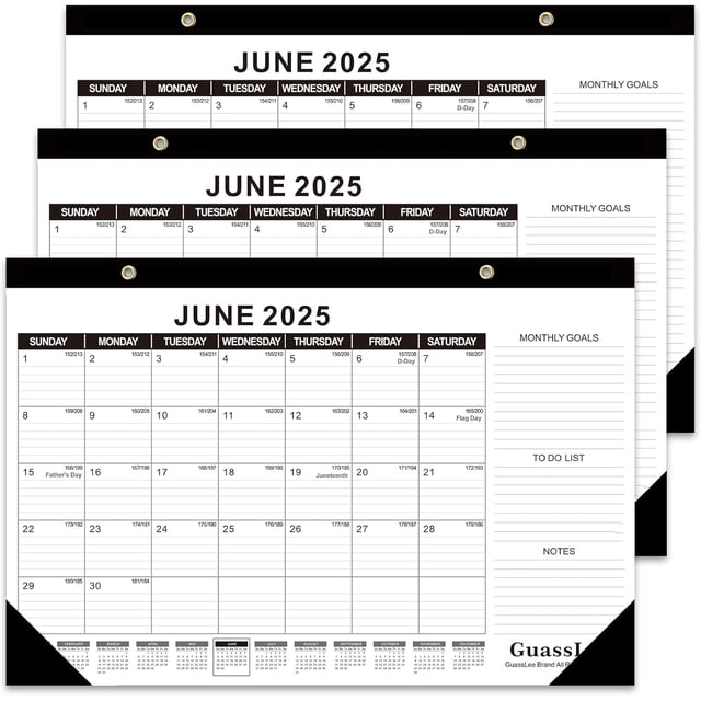 Desk Calendar 2025-2026, 3 Packs, 19 Months Calendar 17" × 11.5" Desk ...