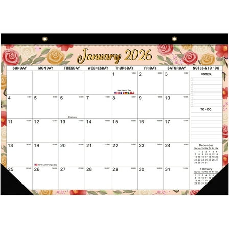 Desk Calendar 2026-2027, Lmueinov Wall Calendar Jan. 2026 - Jun. 2027 Large Planning Calendars 17" X 12" Blotter Paper With Holidays and Vacation Reminders, Suitable for Home School Classroom Office