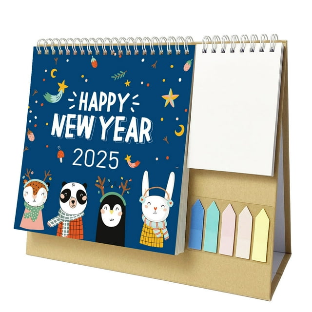 Desk Calendar 2025 Small Desktop Calendar For Home School With Stickers Reminder Of Important