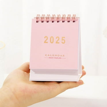 Desk Calendar 2025 Small Table Calendar 7.6x4.7 Inch Academic Year Desktop Standing Flip Calendar Running New Year 2025 for School Office Home