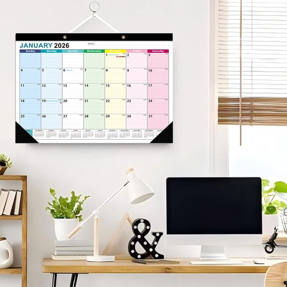 Desk Calendar 2026-2027 -18-Month Desk/Wall Calendar, Jan 2026 - June 2027, Thick Paper, Ample Space, hung on the wall or placed on a table, 16.9" x 12"