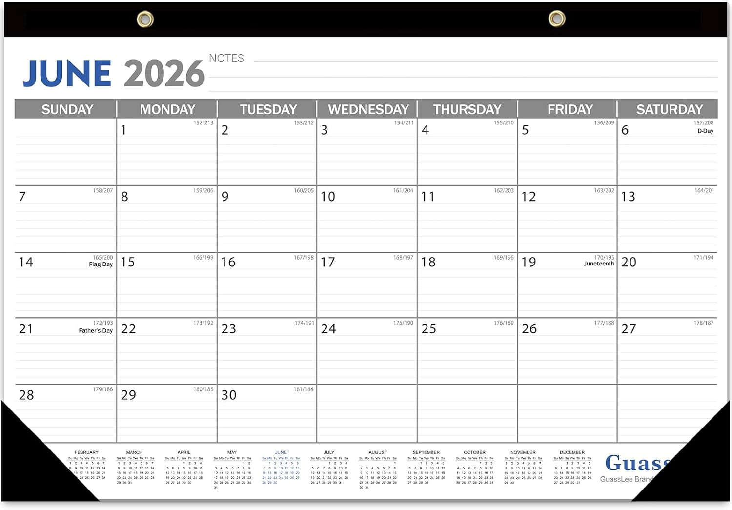 Desk Calendar 2026-2027 - 19 Monthly Desktop 17" x 11.5" Medium Size Runs from Jun. 2026-Dec. 2027 with Julian Dates for Students Family Office Easy Planning