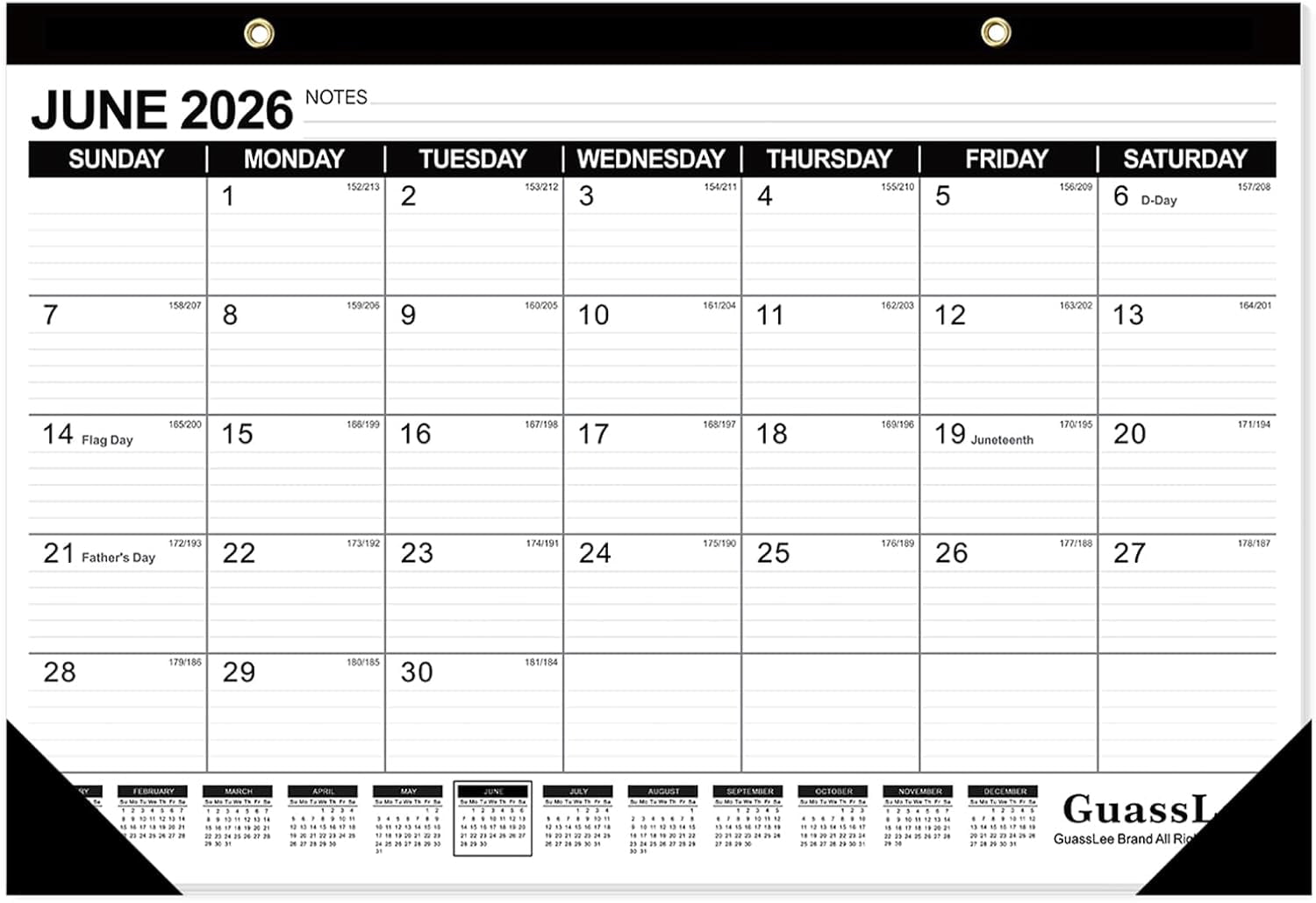 Desk Calendar 2026-2027 - 19 Months Academic Calendar 17" × 11.5" Desktop Calendar from Jun. 2026 to Dec. 2027 with Julian Date for Home School Office Desk Top Organizing