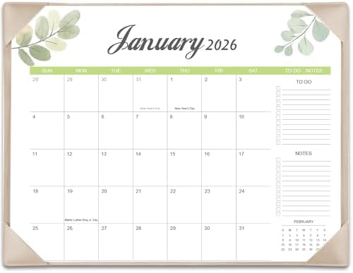 Desk Calendar 2026-2027 with Desk Mat – 17" x 12" Large Desk Pad Calendar Runs from January 2026 to June 2027, Office Supplies Desktop Monthly Calendar for Home & Office