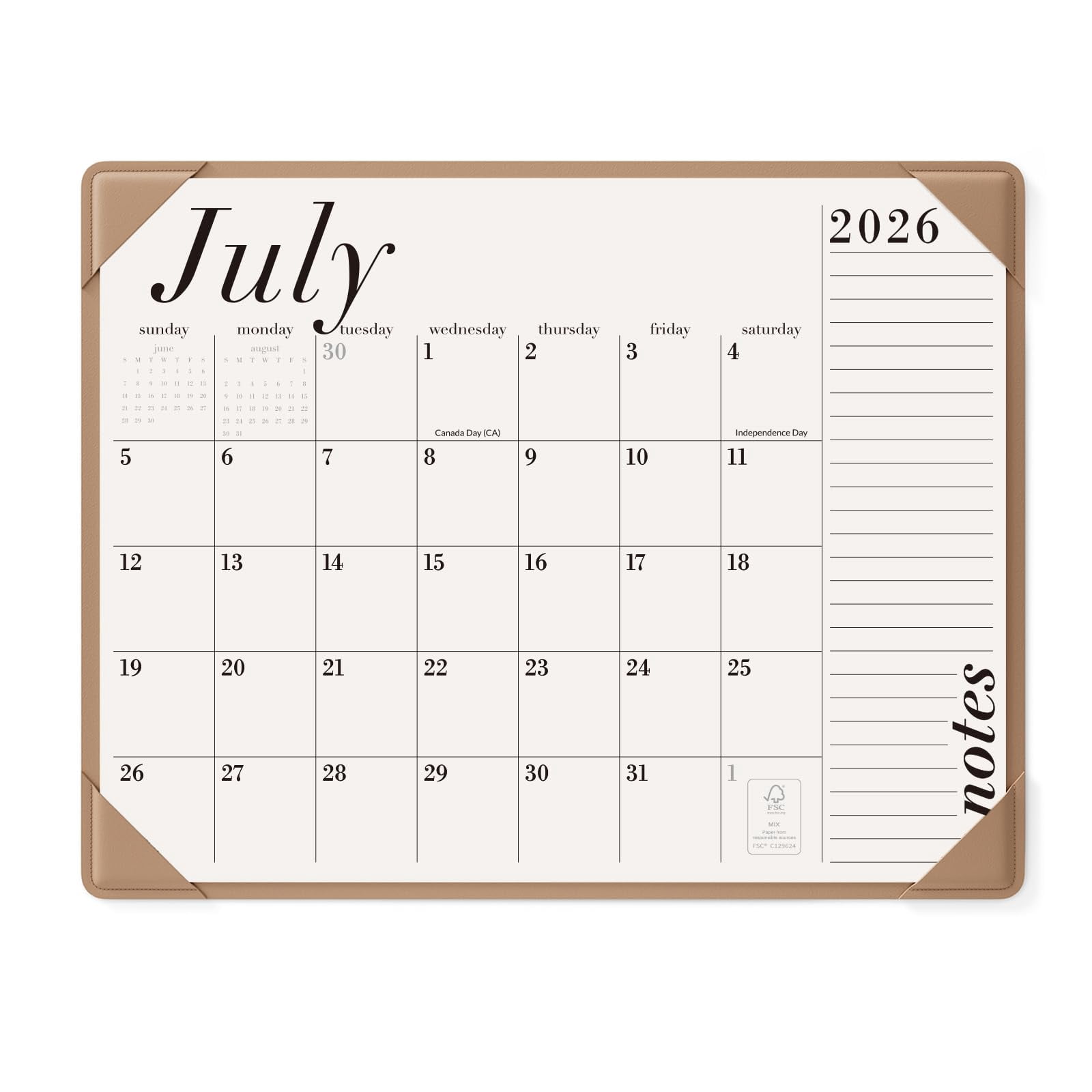 Desk Calendar 2026-2027 With Desktop Mat  Large Pad From Now To June 2027 22x17 Inch Blotter For Home And Office Easy Organizing (apricot 17" X 22")