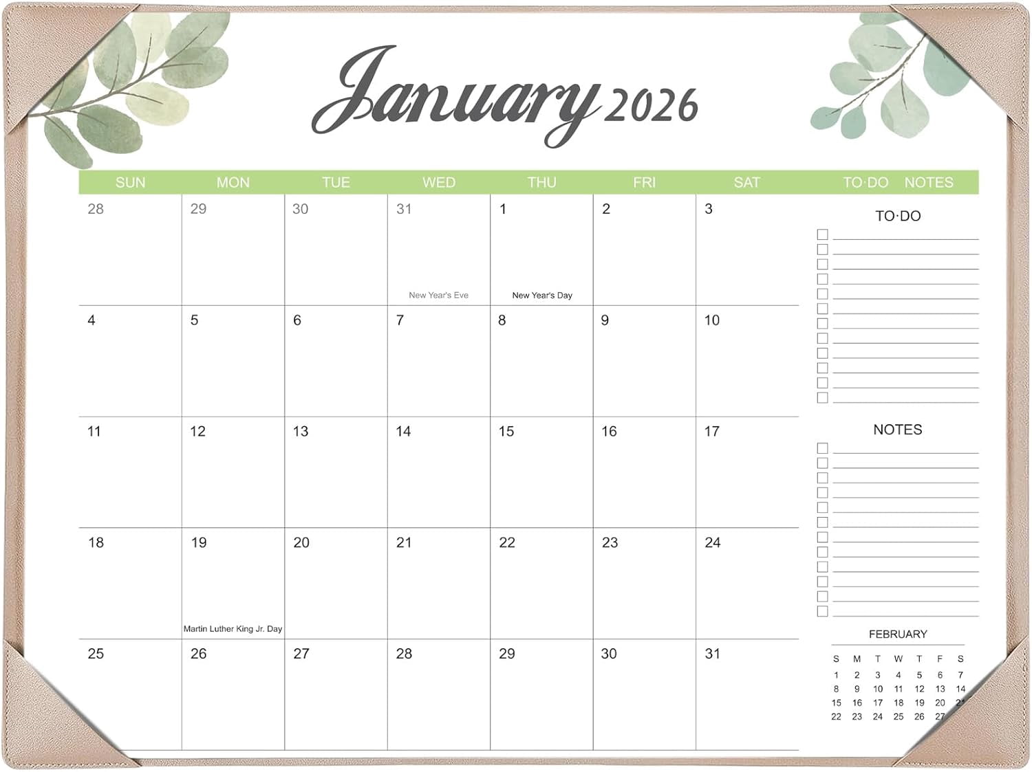 Desk Calendar 2026-2027 with Mat – 22" x 17" Large Pad Runs from January 2026 to June 2027, Office Supplies Desktop Monthly for Home &