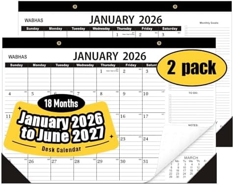 Desk Calendar 2026-Desk calendar 2026-2027,18 Months-January 2026 to June 2027,12x17 in,School Calendar 2026,Office Desk Calendar 2026-2027(2 pack)