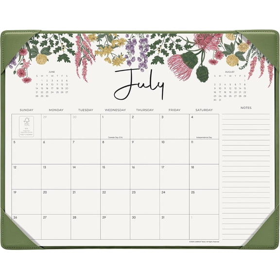 Desk Calendar 2026 with Desktop Mat, Desk Pad Calendar 15"x 12" From July 2026 to December 2027, Desk Calendar for Home Office and School, Easy Planning, Green