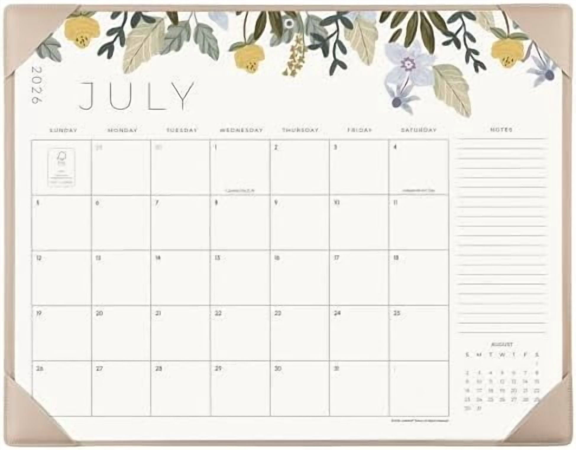 Desk Calendar 2026 with Desktop Mat, Jointown Large Desk Pad Calendar 22 x 17 Inch Runs From July 2026 to December 2027, Floral Design Calendar 2026 for Home School and Office (Apricot)