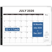 KOPEESY Midyear 18 Month 2026-2027 Desk Calendar with Notes and Thick Paper, White, 22 x 17