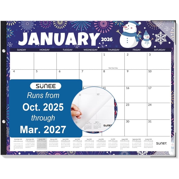 Desk Calendar 2026 Large 22x17 from October 2025 to March 2027, Extra Large Desktop Monthly Calendar Pad 18 Months For Teacher or Family, Desk Top, Seasonal