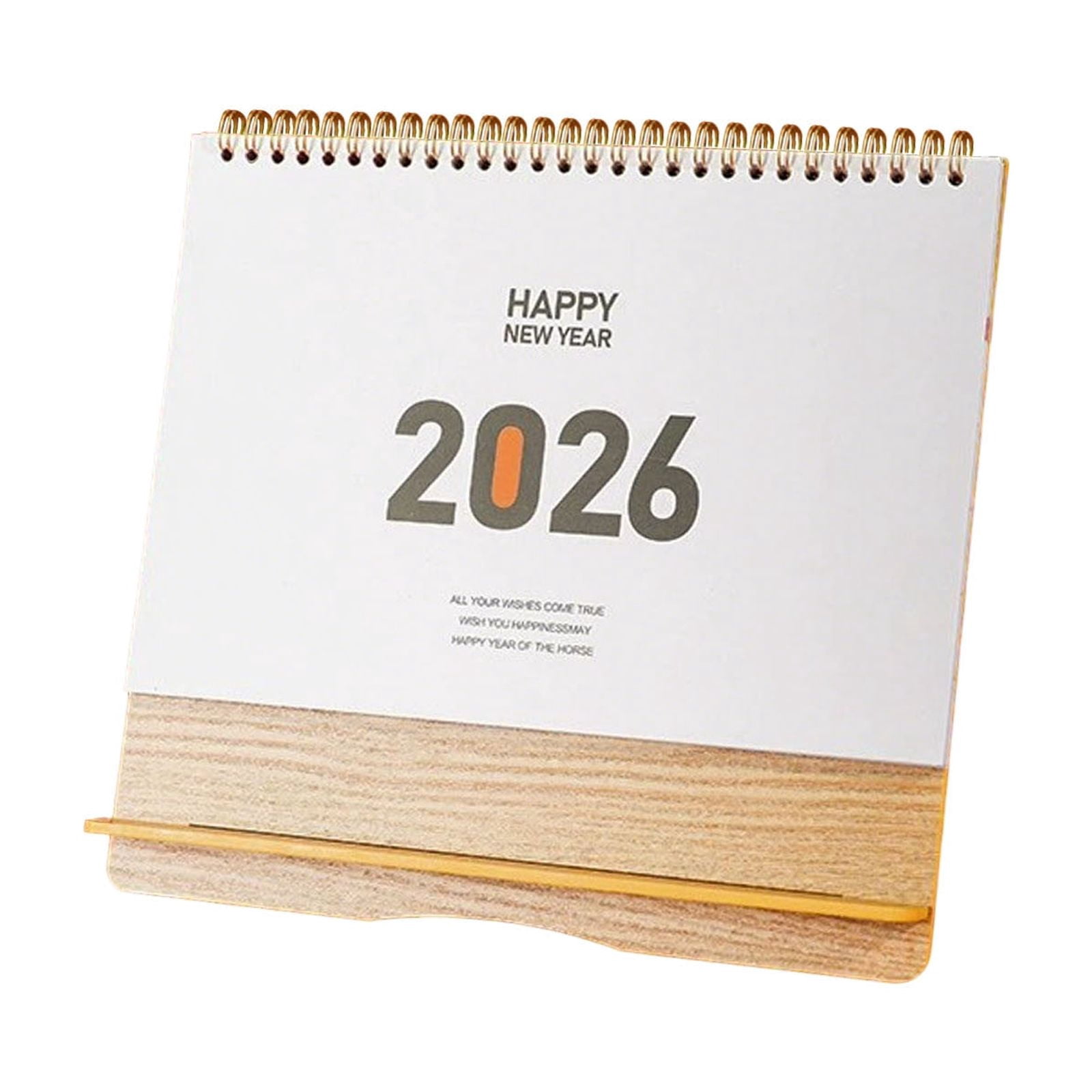 Desk Calendar 2026, Mini Horizontal Desktop Calendar with Stand, 2026 Chinese Year Gift, Office Desk Organizer, Thick Paper, Stable Triangular Base, Flat Lay Binding, Festive Red Decoration