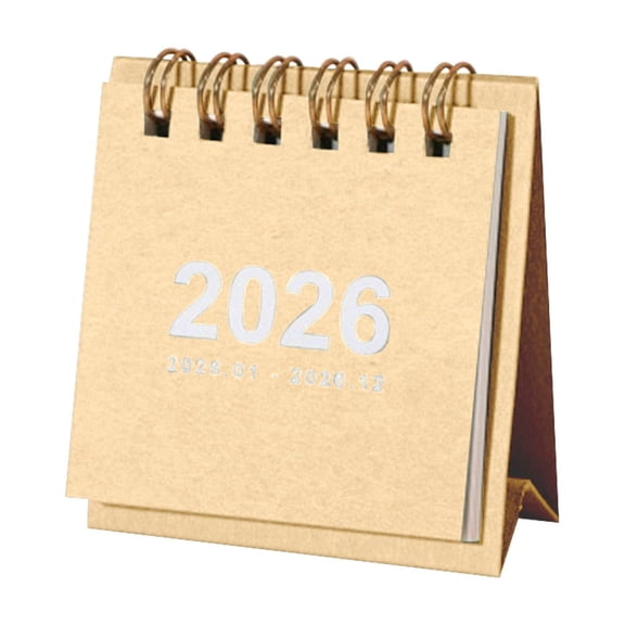 Desk Calendar 2026, Standing Flip Desktop Calendar Covers 12 Months Runs from January 2026 to Dec 2026, Flip Small Desk Calendars,2x2" Thick Paper for Office Home (Light Brown)