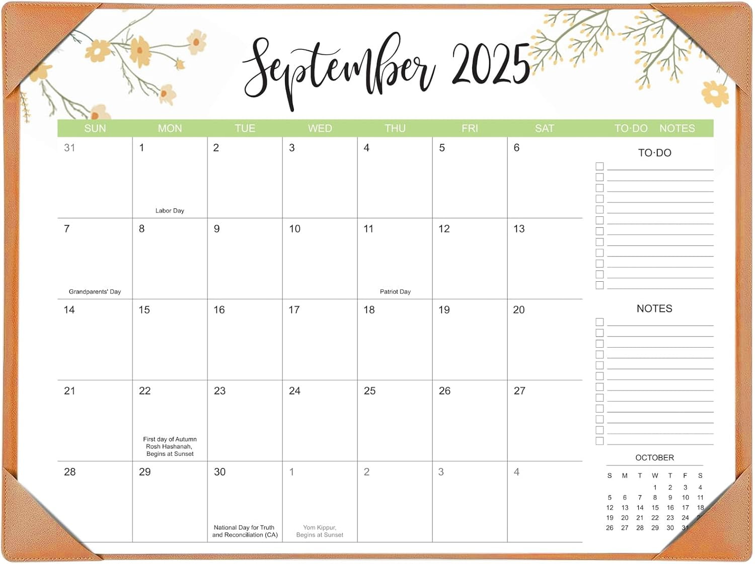 Desk Calendar 2026 with Desk Mat – 22" x 17" Large Desk Pad Calendar Runs From Sep 2025 to Dec 2026, Floral Design Desktop Calendar for Home, Office
