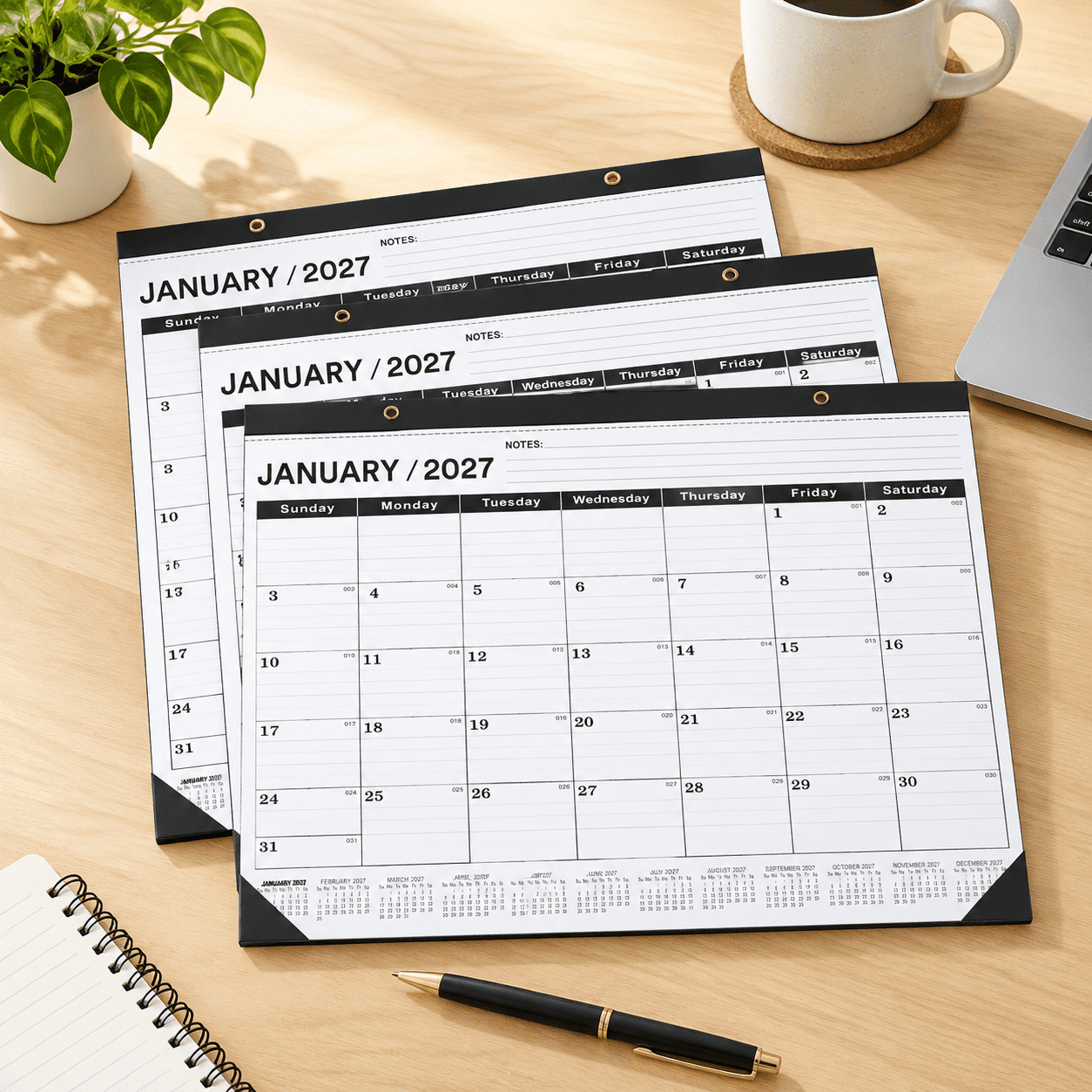 Desk Calendar 22 x 17 Inches, 2027-2028, January Start, 3 Pack, Large ...