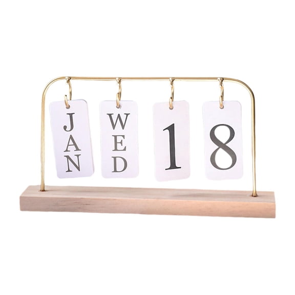 Desk Calendar Flip Calendar Date Display Wooden Material Home Office Room Decor Standing Calendar