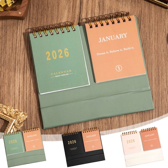 Desk Calendar Planner - Motivational Daily Quotes, Office Desktop Organizer, Tear-resistant Paper, Memo Section for Notes, Magnetic Base Stand, Topliu