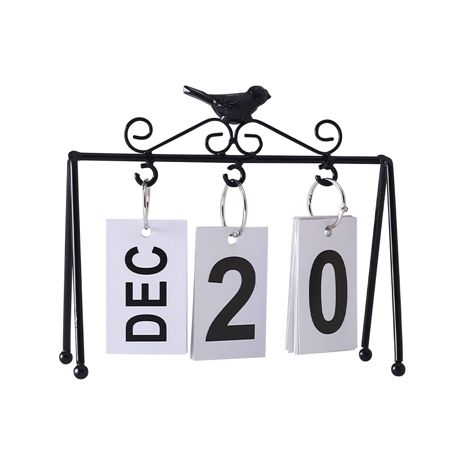 Desk Calendar Standing Flip, Daily Wooden Metal Perpetual Flip Calendar