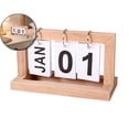 thumbnail image 1 of Desk Calendar Standing Flip, Wooden Perpetual Desk Calendar, Daily Wooden Metal Perpetual Flip Calendar for Office Desktop Home Decro Ornaments, Vintage Desktop Calender, 1 of 6