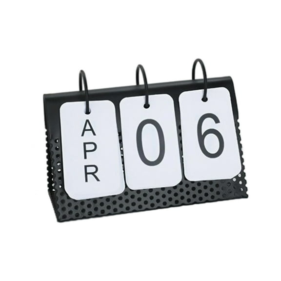 Desk Calendar with Day Month Displays Flipping Permanent Calendar with Metal Frame Stand for Planning Scheduling