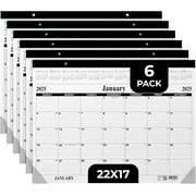 E-Clips USA 2025 Desk Calendar, Large Desk Blotter Calendar Planner, 22” x 17”, 6-Pack