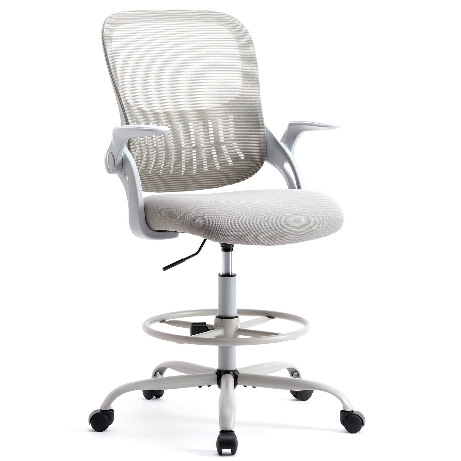 https://i5.walmartimages.com/seo/Desk-Chair-Adjustable-Foot-Ring-Flip-up-Padded-Armrests-Lumbar-Support-Ergonomic-Drafting-Tall-Office-Standing-Desk-360-Swivel-Chair-Gray_33f6323a-ba28-4327-a652-cd7bf2f69604.778b27f4f33a442ee0b974b204adb097.jpeg