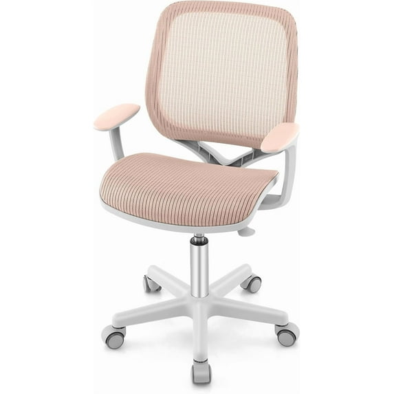 Desk Chair, Children Study Chair with Armchair, Sit-Brake Casters, Height Adjustable Swivel Computer Chair for Home,School, Desk Chair for Girls & Boys (Pink)