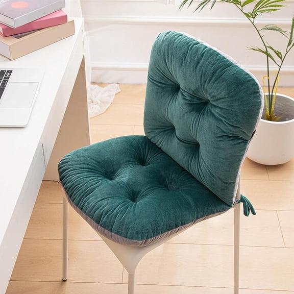 Desk Chair Cushion Non Slip Rocking Seat Pad with Ties Soft Seat Cushion with Back Support High Back Desk Chair Cushion with Removable Cover for Car Home Dining Room (Dark Green)