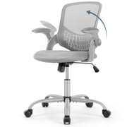 Desk Chair, Ergonomic Home Office Chair with Flip-Up Armrests, Rolling Chair with Lumbar Support, Executive Height Adjustable Swivel Task Chair, Grey