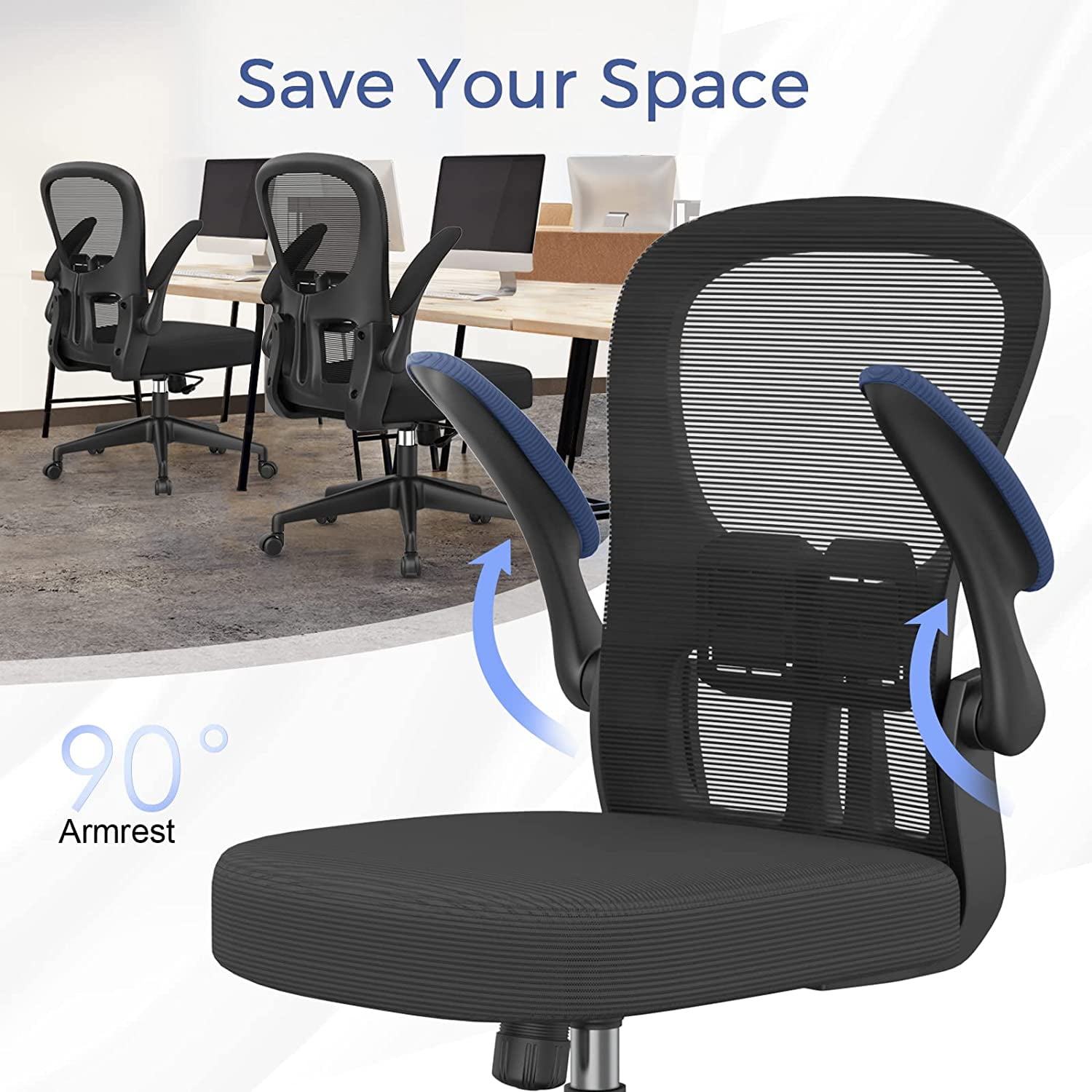 Desk Chair Ergonomic Office Chair Swivel Computer Chair with Flipup