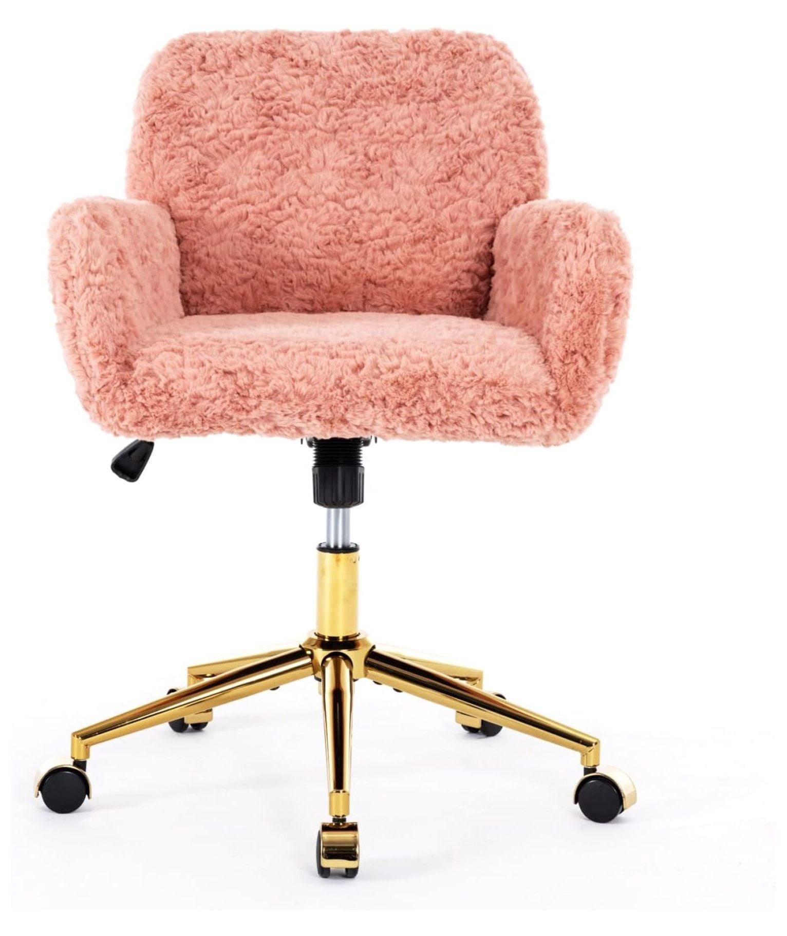 Desk Chair Faux Fur Vanity Chair, Comfortable Home Office Chair with ...