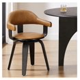 Desk Chair No Wheels, Century Modern Swivel Accent Chair, Faux Leather