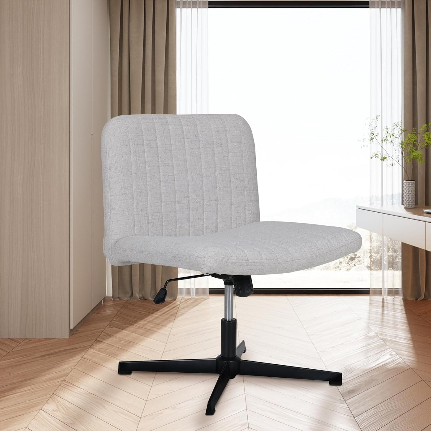 Desk Chair No Wheels with Extra Wide Seat Big and Tall Armless Swivel