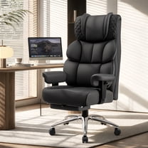 FASTES Office Desk Chair, Big and Tall Office Chair 400lbs Gaming Chair with Footrest, Ergonomic Executive High-Back Reclining Computer Chairs, Swivel Wheels and Lumbar Support, Black