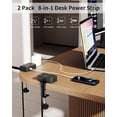 thumbnail image 1 of Desk Clamp Power Strip, 2 Pack Desktop Mount Charging Station with 4 Outlets 4 USB Ports (2 USB C), 10Ft Under Desk Power Strip, Fits 2.75" Tabletop Edge, Extension Cord for Home Office, Black, 1 of 6