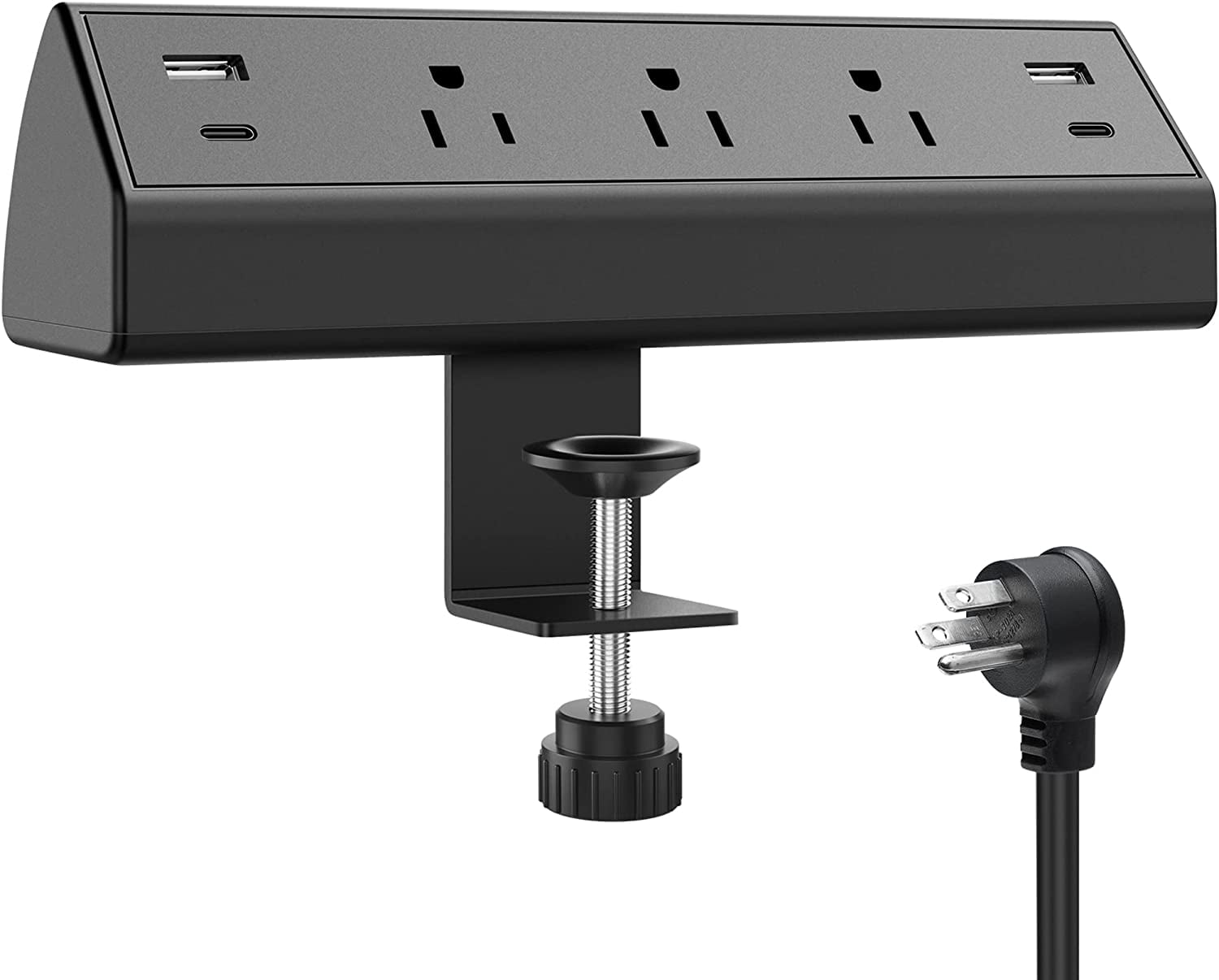 Desk Clamp Power Strip USB C,40W Total Fast Charging Station,4 PD 20W USB C Ports,Nightstand Edge Mount Power Strip with 6 USB Ports 5 AC Outlets Surge Protector,6ft Cord,Fit 1.96" Tabletop Edge