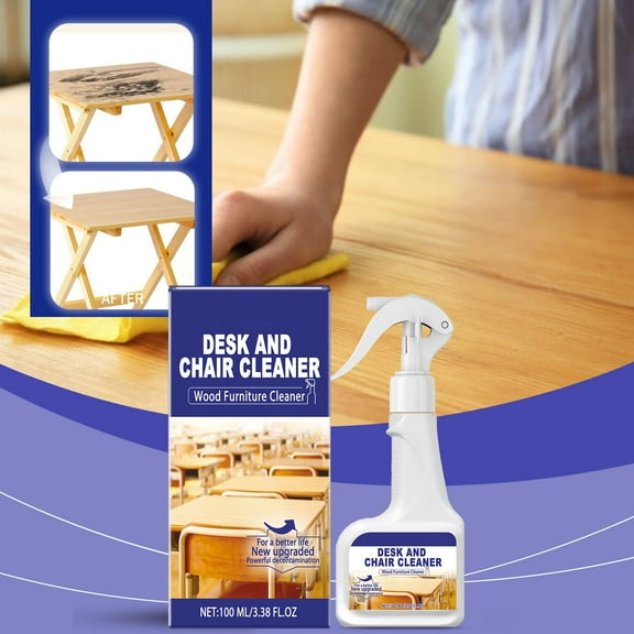 Desk Cleaner Spray, 100ml Wood & Plastic Furniture Cleaner, Removes Stains & Marks, Protective Formula, Refreshing Scent, for Office & Study Tables, Easy Wipe Application