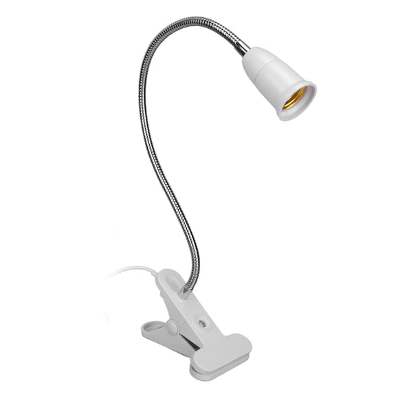 Desk Clip Clamp Lamp Holder, Adjustable E27 Light Socket with Neck for Bedside, Office, and Studio Lighting