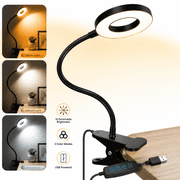 Genreen Desk Clip on Lamp for Reading Home Office, 10 Dimmable Brightness 3 Modes,Clip on desks lamps ,clip light, Clamp Light for Bed Headboard, Craft