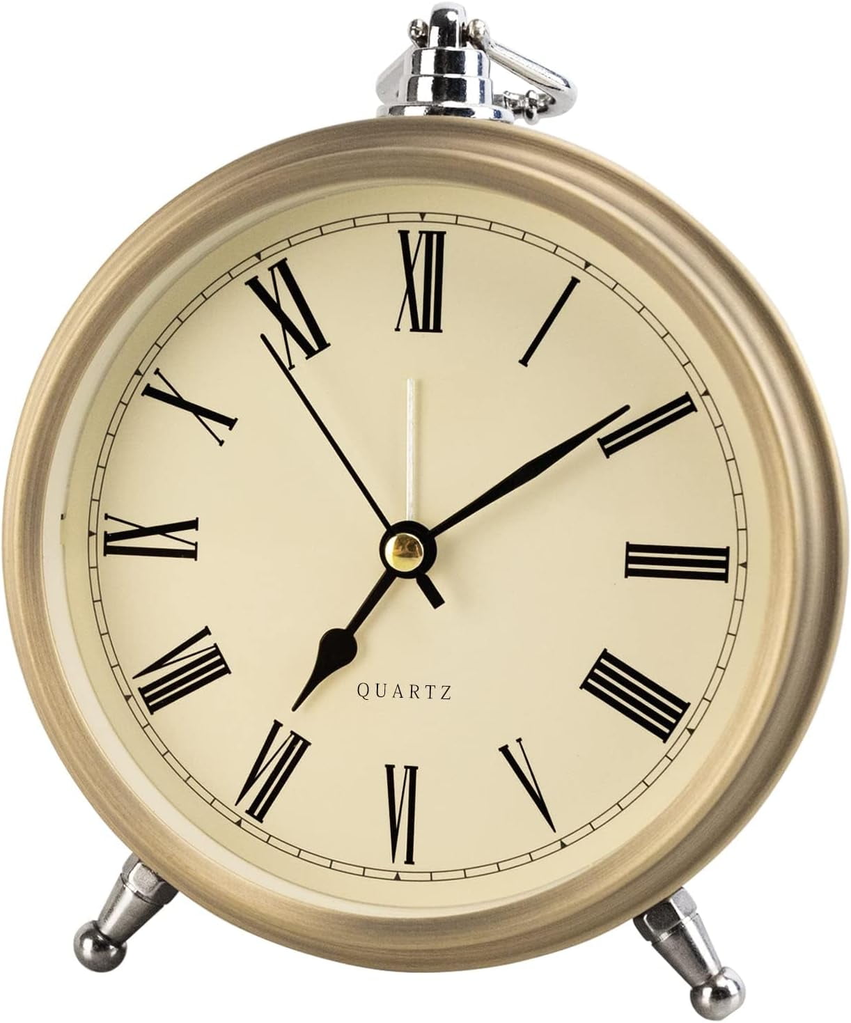 Desk Clock,Battery Operated Clock,Retro Alarm Clock, Ideal for Bedrooms, Vintage Inspired Decor, Silent Non-Ticking,Retro Clock(6 inch,Roman Numerals)