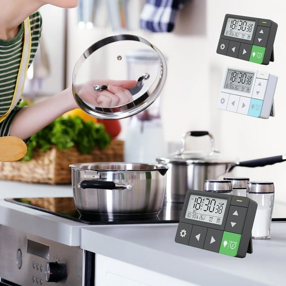 Desk Clock – Cooking Timer | Large LED Display, Silent Operation, Electronic | Multicolor | Battery Powered | 8x6x2.2cm | Home Kitchen Gift
