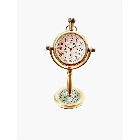 Desk Clock Nautical Brass  Vintage Maritime Style  Antique Table Clock